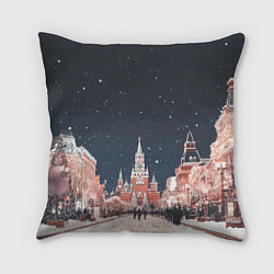 Подушка квадратная Праздничная ночь в Москве, цвет: 3D-принт