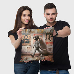 Подушка квадратная Пришелец в костюме в полосочку, цвет: 3D-принт — фото 2