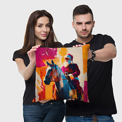 Подушка квадратная Дед Мороз на коне, цвет: 3D-принт — фото 2