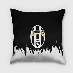 Подушка квадратная Ювентус белый огонь текстура, цвет: 3D-принт