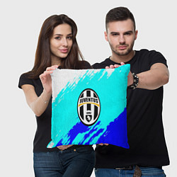 Подушка квадратная Ювентус краски штрихи текстура, цвет: 3D-принт — фото 2