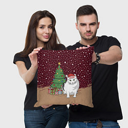 Подушка квадратная Кот Бендер и ёлка, цвет: 3D-принт — фото 2
