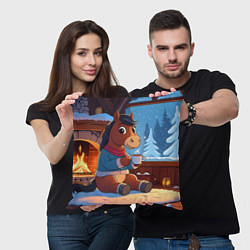 Подушка квадратная Лошадка у камина, цвет: 3D-принт — фото 2