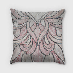 Подушка квадратная Нежно розовый орнамент из перьев, цвет: 3D-принт