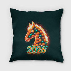 Подушка квадратная Праздничная лошадь 2026, цвет: 3D-принт