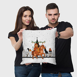 Подушка квадратная Новогодняя сказочная лошадка, цвет: 3D-принт — фото 2