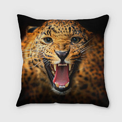 Подушка квадратная Рык леопарда, цвет: 3D-принт