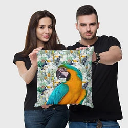 Подушка квадратная Летний попугай, цвет: 3D-принт — фото 2
