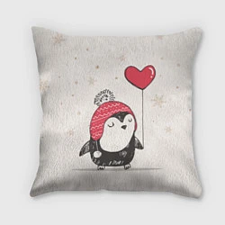 Подушка квадратная Влюбленный пингвин