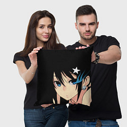 Подушка квадратная Black Rock Shooter - глаза Мато Курои, цвет: 3D-принт — фото 2