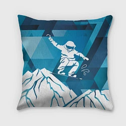Подушка квадратная Горы и сноубордист, цвет: 3D-принт