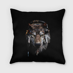 Подушка квадратная Волк-шаман, цвет: 3D-принт