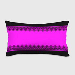 Подушка-антистресс Черное кружево на неоновом розовом фоне, цвет: 3D-принт