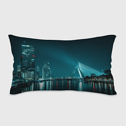 Подушка-антистресс Неоновый мост и город - Светло-синий, цвет: 3D-принт