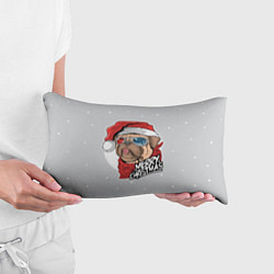 Подушка-антистресс Новогодний Мопс в очках, цвет: 3D-принт — фото 2