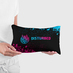 Подушка-антистресс Disturbed - neon gradient: надпись и символ, цвет: 3D-принт — фото 2