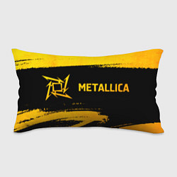 Подушка-антистресс Metallica - gold gradient: надпись и символ, цвет: 3D-принт