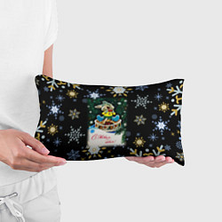 Подушка-антистресс Новый Год Зайчик Кушает Печенье, цвет: 3D-принт — фото 2