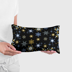 Подушка-антистресс Новый год снежинки на чёрном фоне, цвет: 3D-принт — фото 2
