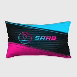 Подушка-антистресс Saab - neon gradient: надпись и символ, цвет: 3D-принт