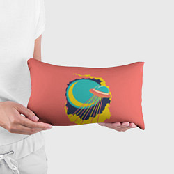 Подушка-антистресс Летающая тарелка в небе ретро футуризм, цвет: 3D-принт — фото 2