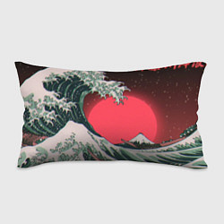 Подушка-антистресс Японская волна в красном цвете, цвет: 3D-принт