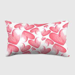 Подушка-антистресс Розовые акварельные сердца - паттерн, цвет: 3D-принт