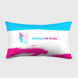 Подушка-антистресс Attack on Titan neon gradient style: надпись и сим, цвет: 3D-принт