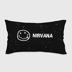Подушка-антистресс Nirvana glitch на темном фоне: надпись и символ, цвет: 3D-принт