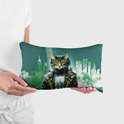 Подушка-антистресс Funny cat on the background of skyscrapers, цвет: 3D-принт — фото 2