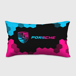Подушка-антистресс Porsche - neon gradient: надпись и символ, цвет: 3D-принт