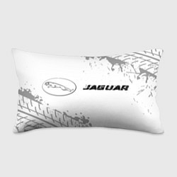 Подушка-антистресс Jaguar speed на светлом фоне со следами шин: надпи, цвет: 3D-принт