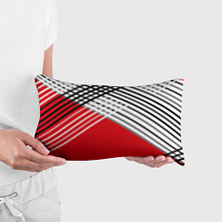 Подушка-антистресс Косые черно-белые полосы на красном, цвет: 3D-принт — фото 2