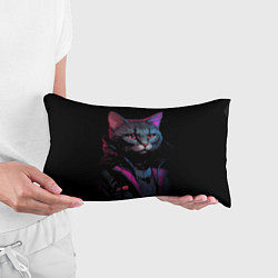 Подушка-антистресс Кот в стиле киберпанк, цвет: 3D-принт — фото 2