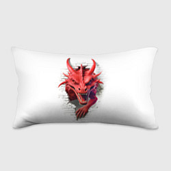 Подушка-антистресс Красный дракон выглядывает из стены