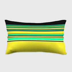 Подушка-антистресс Разноцветный черно желтый с зеленым полосатый узор, цвет: 3D-принт