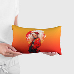 Подушка-антистресс Девушка-демон от нейросети - желто-красный градиен, цвет: 3D-принт — фото 2