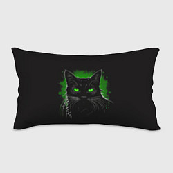 Подушка-антистресс Портрет черного кота в зеленом свечении, цвет: 3D-принт