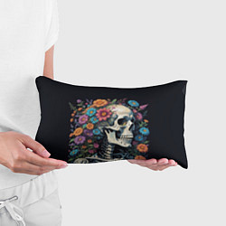 Подушка-антистресс Улыбающийся скелет среди цветов, цвет: 3D-принт — фото 2