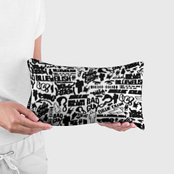 Подушка-антистресс Билли Айлиш автографы черно белый, цвет: 3D-принт — фото 2