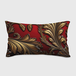 Подушка-антистресс Золотые объемные листья на красном фоне, цвет: 3D-принт
