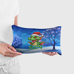 Подушка-антистресс Зеленый дракон в зимнем парке, цвет: 3D-принт — фото 2