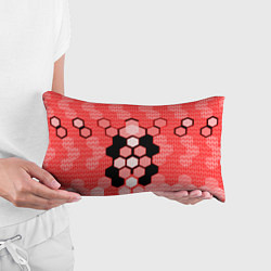 Подушка-антистресс Красная кибер броня hexagons, цвет: 3D-принт — фото 2