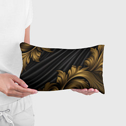 Подушка-антистресс Лепнина золотые узоры на черной ткани, цвет: 3D-принт — фото 2