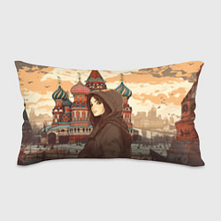 Подушка-антистресс Русская девушка на фоне Москвы