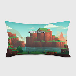 Подушка-антистресс Minecraft logo горы и озеро, цвет: 3D-принт