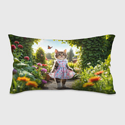 Подушка-антистресс Кошка в летнем платье в саду, цвет: 3D-принт