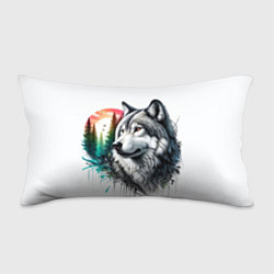 Подушка-антистресс Портрет волка на фоне природы, цвет: 3D-принт