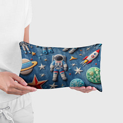 Подушка-антистресс Космонавт - вышивка по джинсе нейросеть, цвет: 3D-принт — фото 2