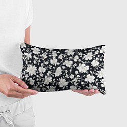 Подушка-антистресс Патерн белых цветов на черном фоне, цвет: 3D-принт — фото 2